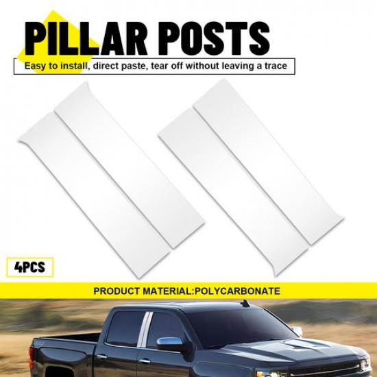 For 2014-2018 Chevy Silverado GMC Sierra Pillar Post Door Trim Cover Kit Chrome