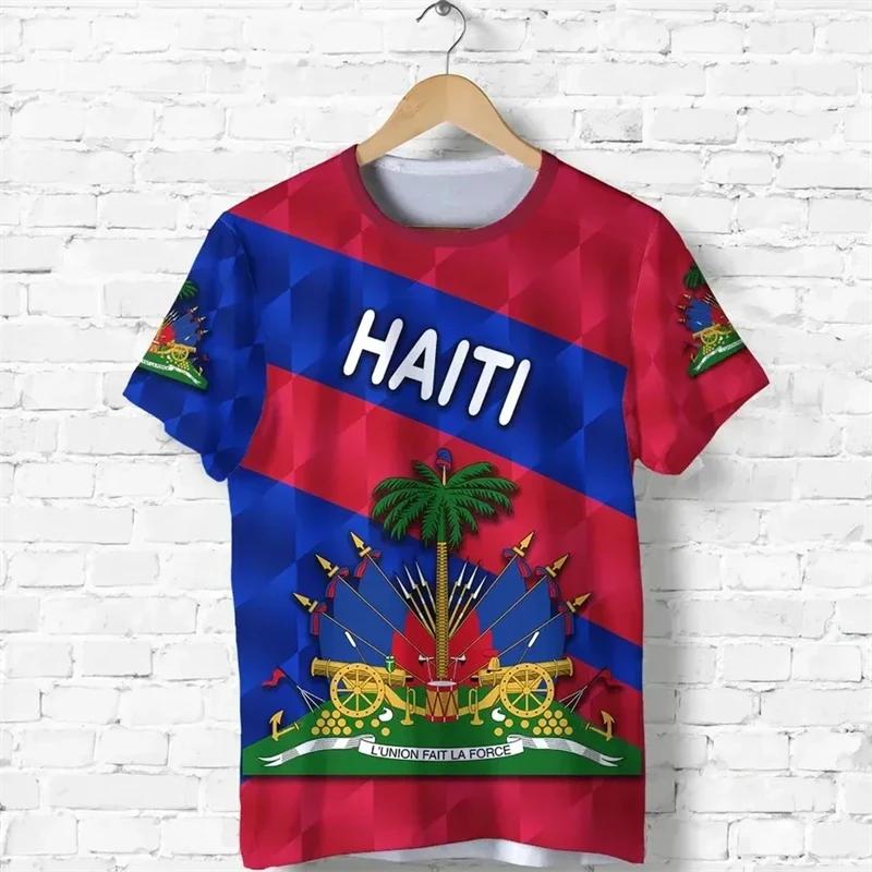 Maglietta Estiva e Primaverile con Stampa 3D a Tema Haiti per Uomo, T-Shirt Casual a Maniche Corte Stile Moda, Top Sportivo Novità per il Tempo Libero