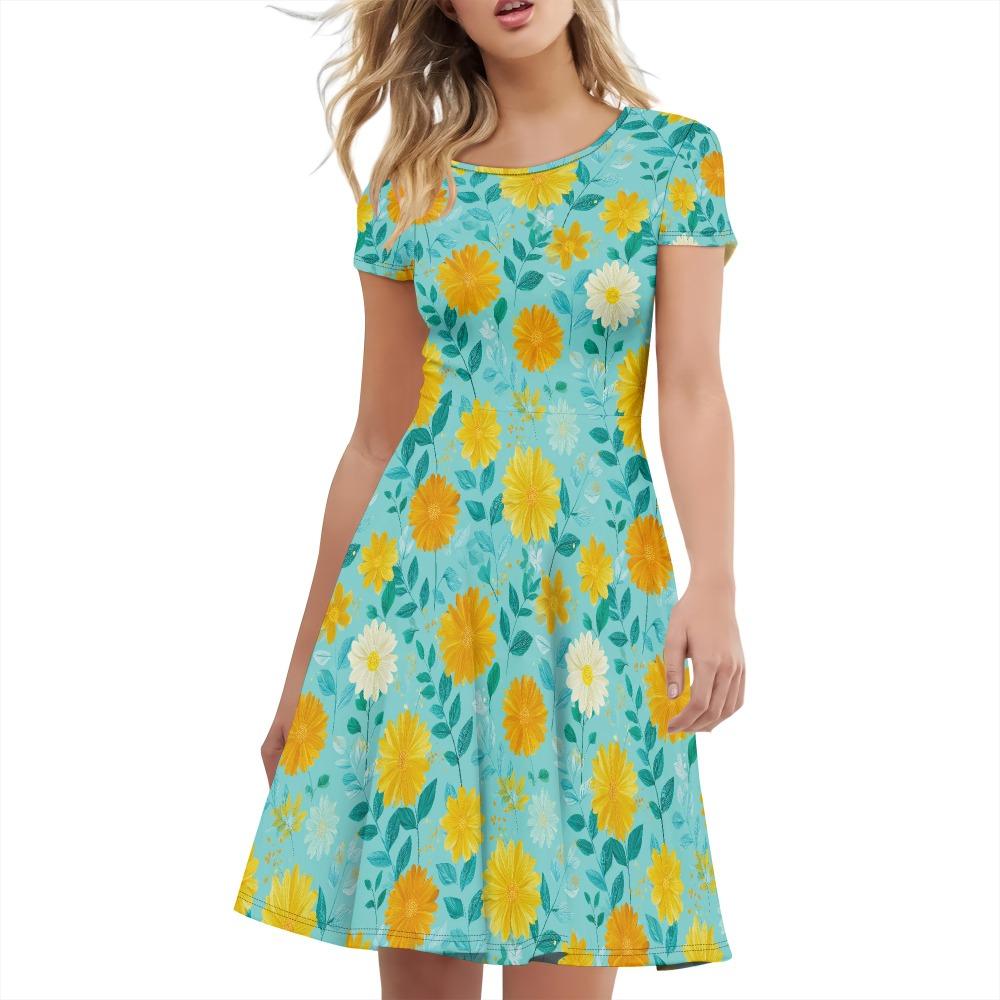 

Повседневное летнее платье для женщин, пляжный сарафан, платье-футболка с короткими рукавами S