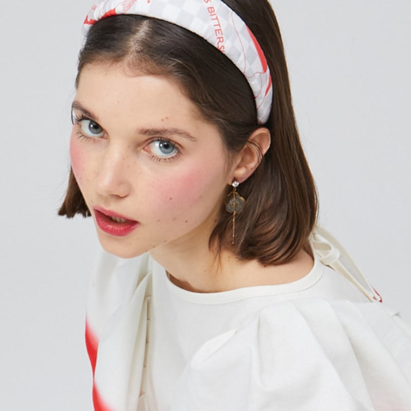 LOVUEE Love Is Bitter Sweet Grey Red Checkerboard patterned Headband