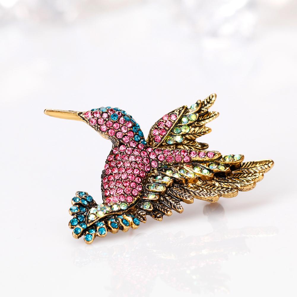 Barevná křišťálová brož kolibřík Zvířecí brož pro ženy Módní doplňky