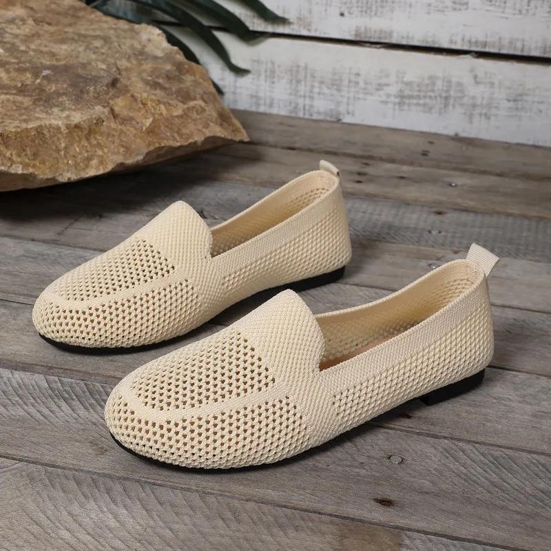 2025 Hot Sale New Mesh Women's Flats Outdoor Breathable Soft Bottom Slip on Flats Plus Size Comfortable Casual Walking Shoes
