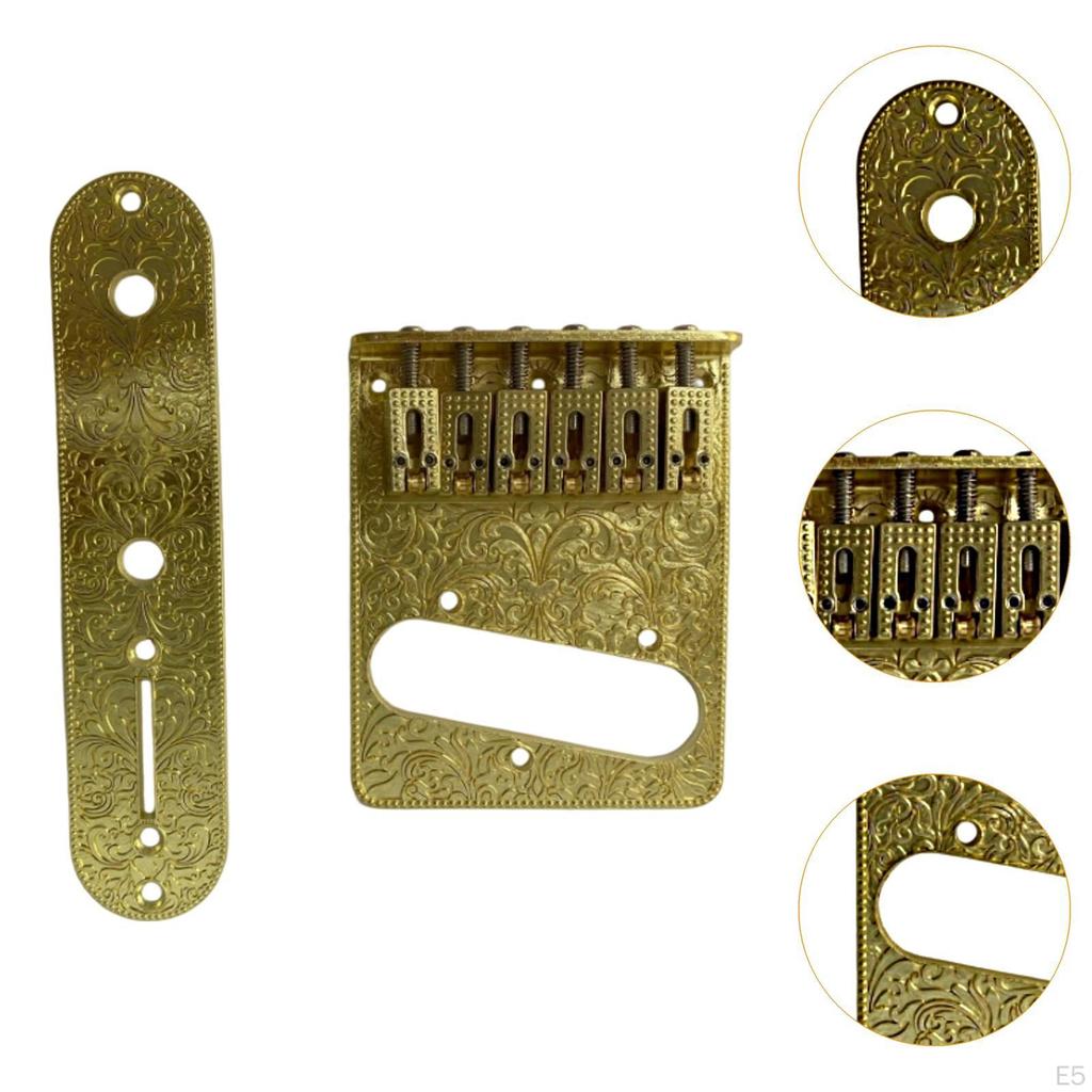 6 String Electric Bridge Plate with 2 Dome Buttons Heavy Duty Replacement Parts