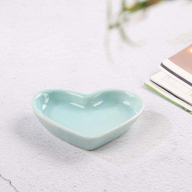 Heart Shaped Ceramic Seasoning Dish Mini Sauce Plate for Pickle Snack Dipping Home Kitchen Restaurant