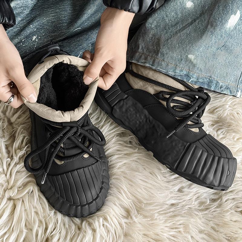 Snow Boots, New Winter Velvet and Velvet Warm Cotton Shoes, Dissolving Soles, Platform Casual Bread Shoes