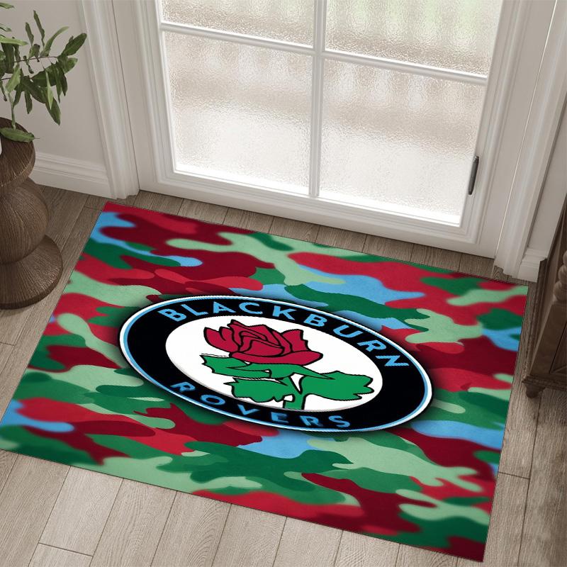 Blackburn Rovers Football Design Crystal Velvet Carpet Cozy Non?Slip Printed Rug For Bedroom Living Room Entrance
