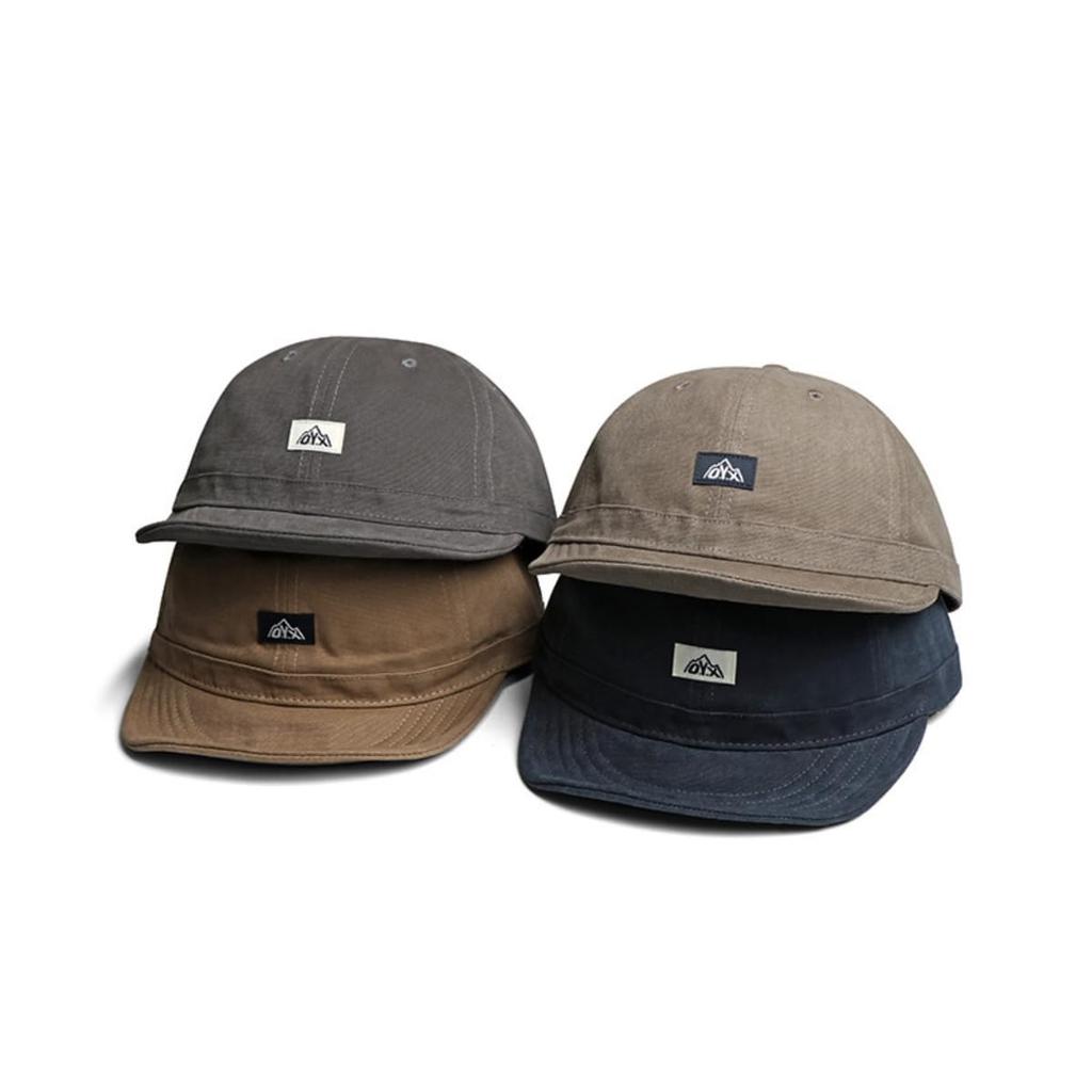 [Qzkouma] Short brim hat, cap, men's, women's, lightweight, plain, baseball hat, cotton, logo cap, outdoor fashion, unisex, DBY-471 (black)