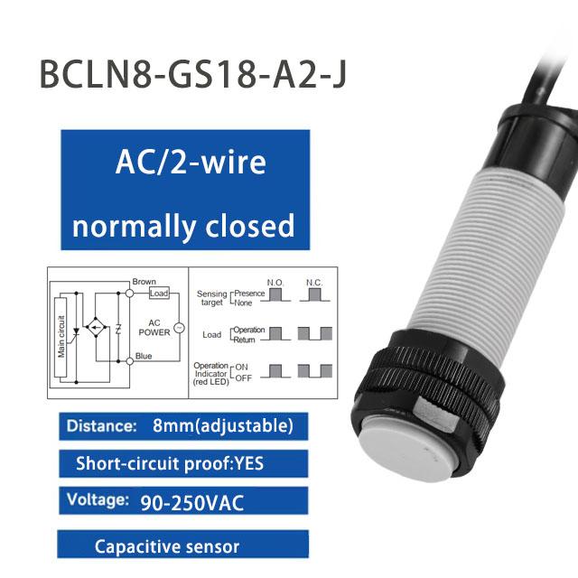 Fast delivery M18 proximity switch sensor Capacitive sensor DC 3-wire 12-24VDC/AC 100-240VAC Three wire output NPN PNP NO NC