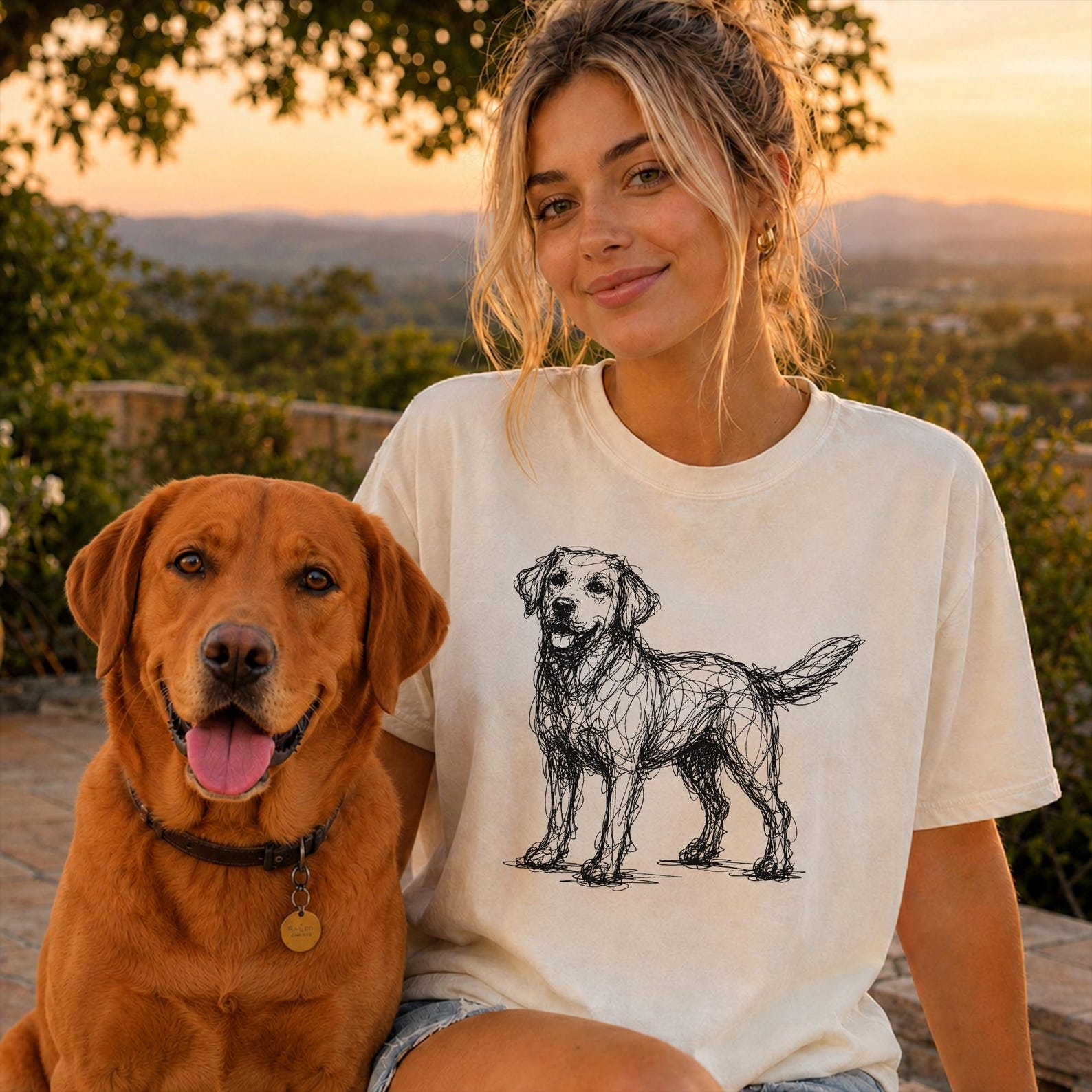Labrador Retriever Line Art Shirt, Minimalist Scribble Lab Sketch Tee, Abstract Dog T-Shirt, Lab Mom Gift, Artsy Dog Tee M
