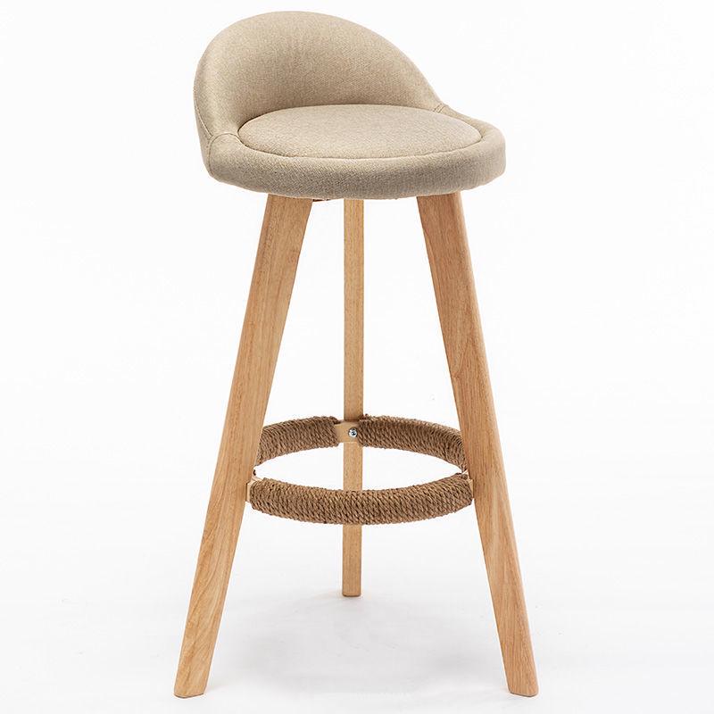 Nordic Minimalist Solid Wood Bar Stool with Backrest for Home or Cafe Use