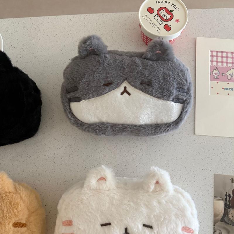 Kids Gift Funny Cat Cartoon Pencil Case Cute Kawaii Stationery Storage Bag Fluffy Large Capacity Cat Stationer Bag Student Use