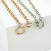 Simple Hollow Out Circular Pendant Clavicle Necklace for Women Gold Metal Girl Charm Line Up Jewelry Gift
