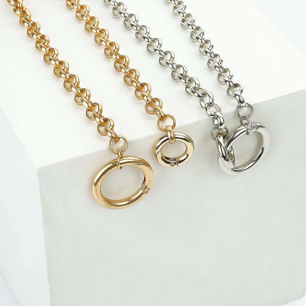 Simple Hollow Out Circular Pendant Clavicle Necklace for Women Gold Metal Girl Charm Line Up Jewelry Gift