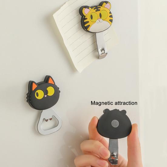 Bottle Opener Multi-Functional Magnetic Refrigerator Magnet Cute Cartoon Animal Design Bottle Opener for Beer Cans Caps