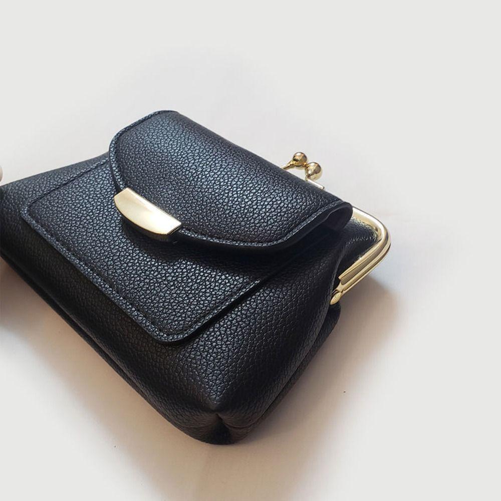 PU Leer Mini Slotclip Muntzakje Lychee Patroon Kleine Item Tas Knipsluiting Leren Portemonnee Cadeau