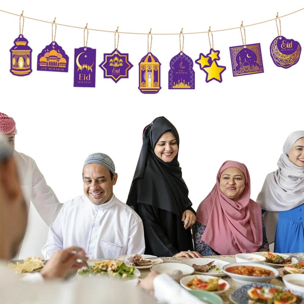 

10pcs Double Sided Printing Ramadan Kareem Hanging Ornament Ramadan Kareem Sign Plant