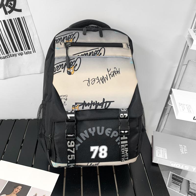 

Backpack Men s Backpack Fashion Trend Personality Graffiti Student School Bag Korean Version Middle and High School Student Creative Trend Bag