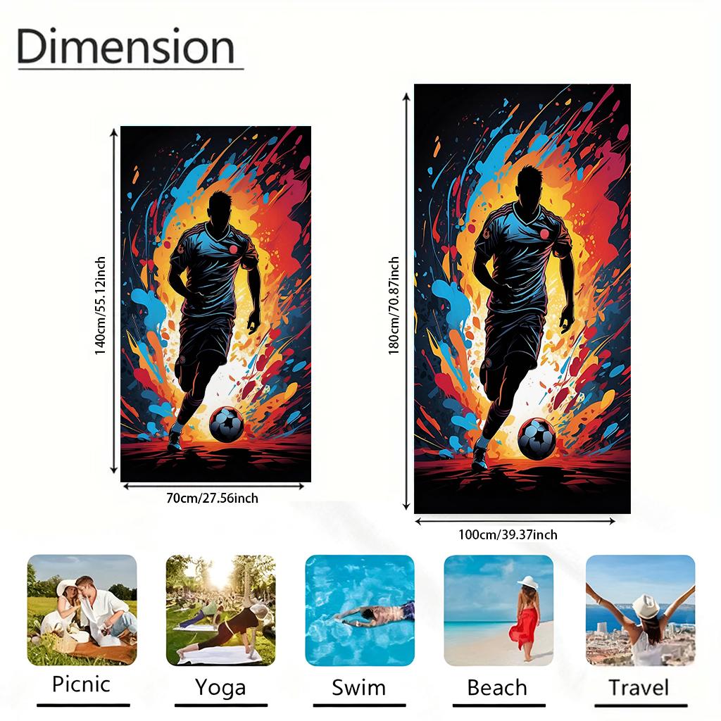 1Pc Football Theme Beach Towel Classic Shooting Posture Super Absorbent Suitable For Beach Vacation Pool Summer Gift For Friends