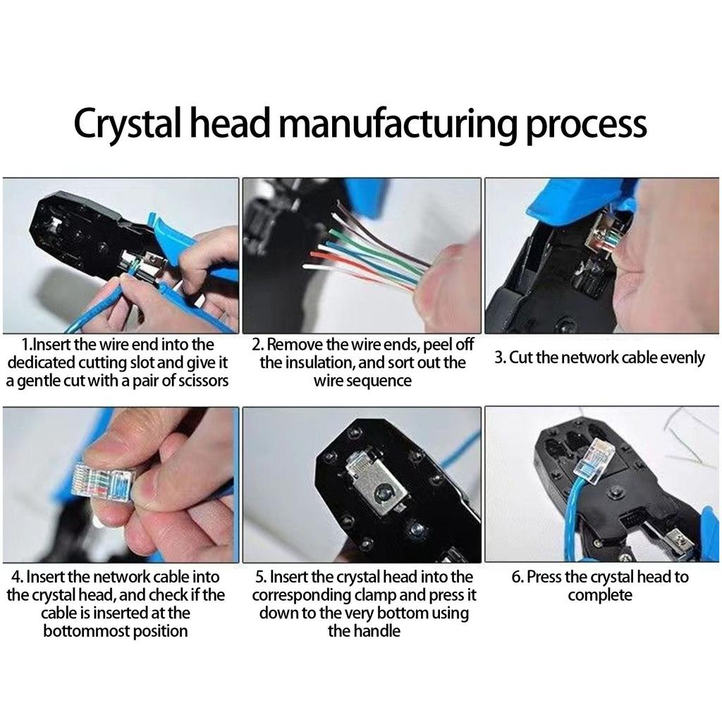 3 In 1 Crimping Tool For Cat5 Cat5e Cat6 Ethernet Cables With Steel Construction And Ergonomic Grip For RJ45 RJ11 Phone Cable Connectors