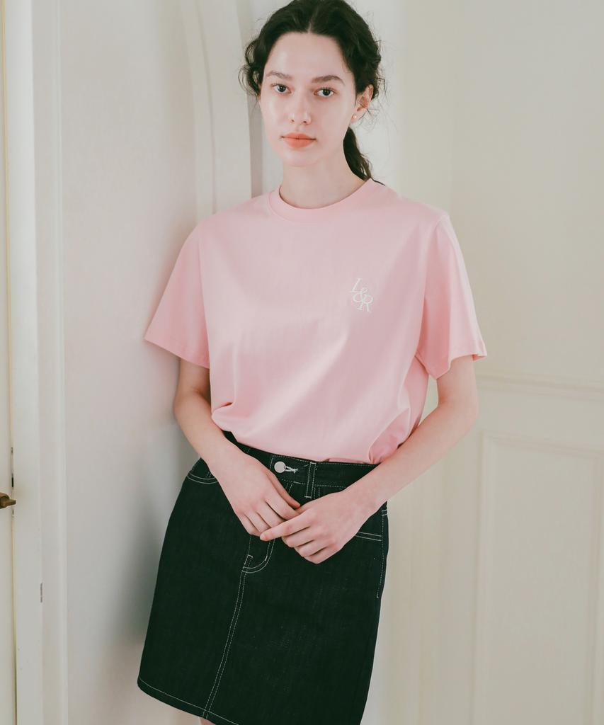 LOSSYROW Signature Logo Half-Sleeve T-Shirt Pink