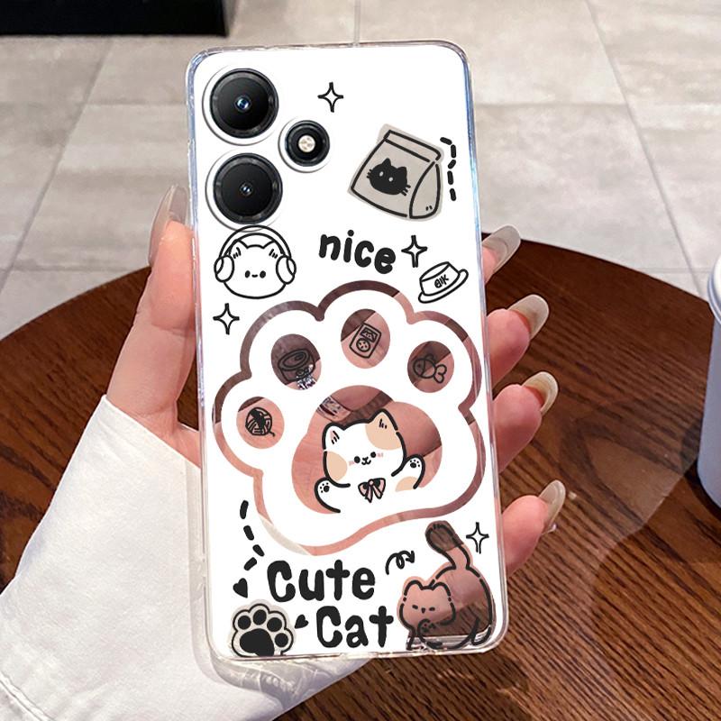 For Infinix Hot 30i 30 Play NFC Hot30 4G 5G Fundas Clear Silicone Soft TPU Jelly Back Cover Cute Rabbit Cat Dinasaur Phone Case