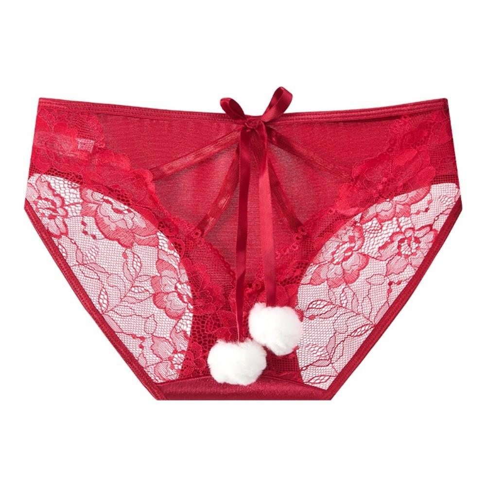 Low Waist Underwear for Women Bowknot Lace Underpants Breathable Lace Panties  Valentine's Day Gift
