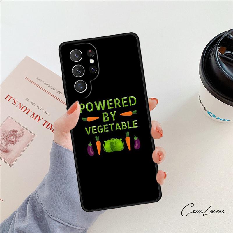 Vegetarian Quotes VEGAN LOVE VEGGIE phone case For Samsung Galaxy S24 S25 S23 S22 Ultra Note 10 20 Plus S20 S21 FE Cover