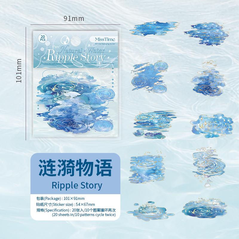 20pcs Natural Water Environment Series Natural Water Theme PET Stickers Creative DIY Diary Scrapbook Handmade Aesthetic Stickers