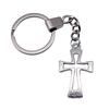Gothic Floral Cross Keychain Religious Theme Pendant Key Ring 30mm Ring