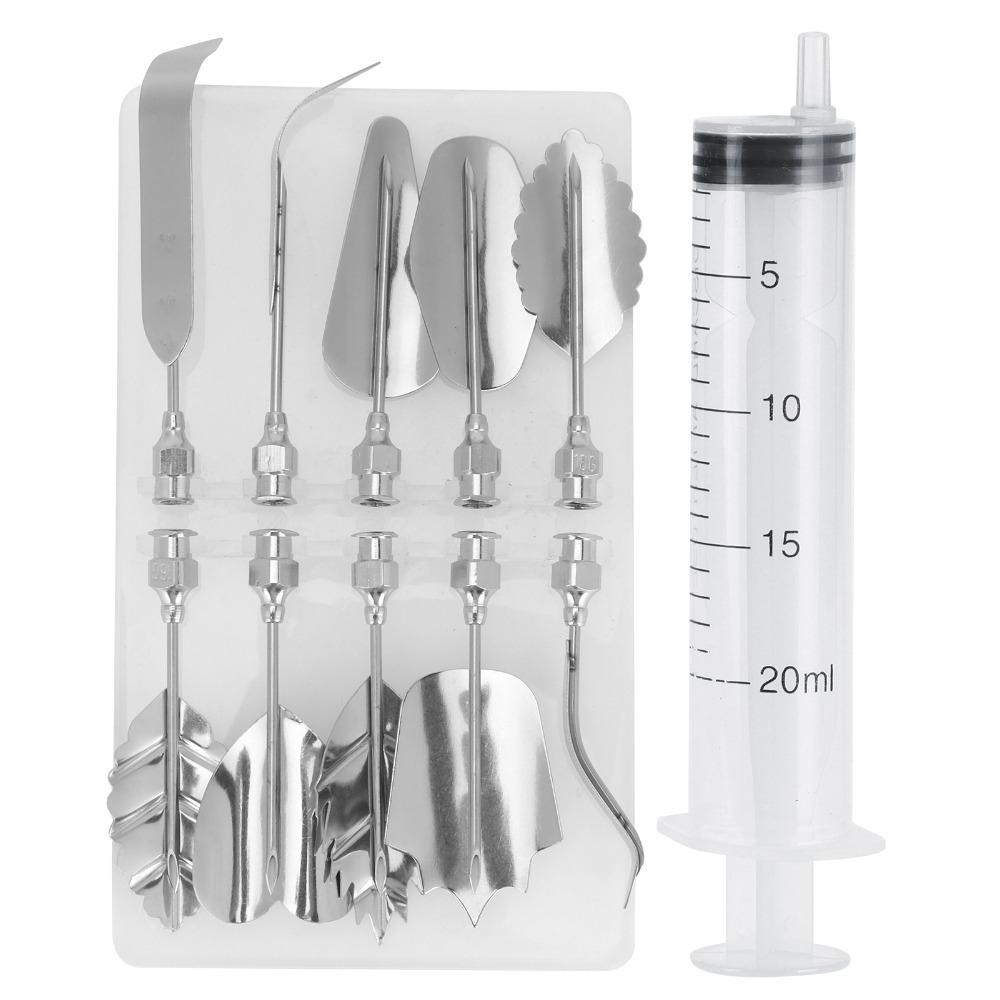 

10pcs Stainless Steel Cake Nozzle Tool Set Pudding Cake Decorating Tool Gelatin Dessert серебряный