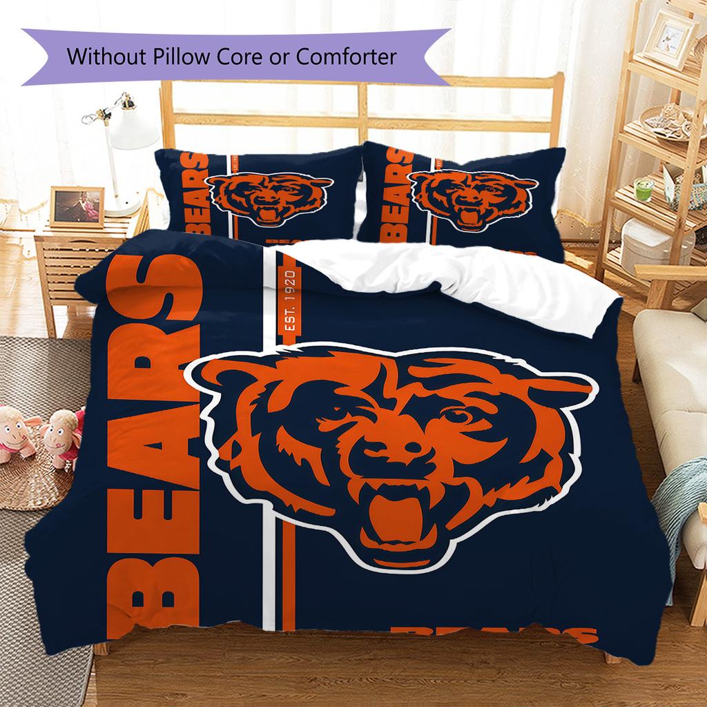 Set Biancheria da Letto con Fantasia Chicago Bears Copripiumino Federa Decorazione per la Casa Regalo (1 * copripiumino + 2 * federa, senza nucleo)