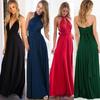 Elegant Cross-back Milk Silk Maxi Dress With Flattering High Waist And Flowing Skirt