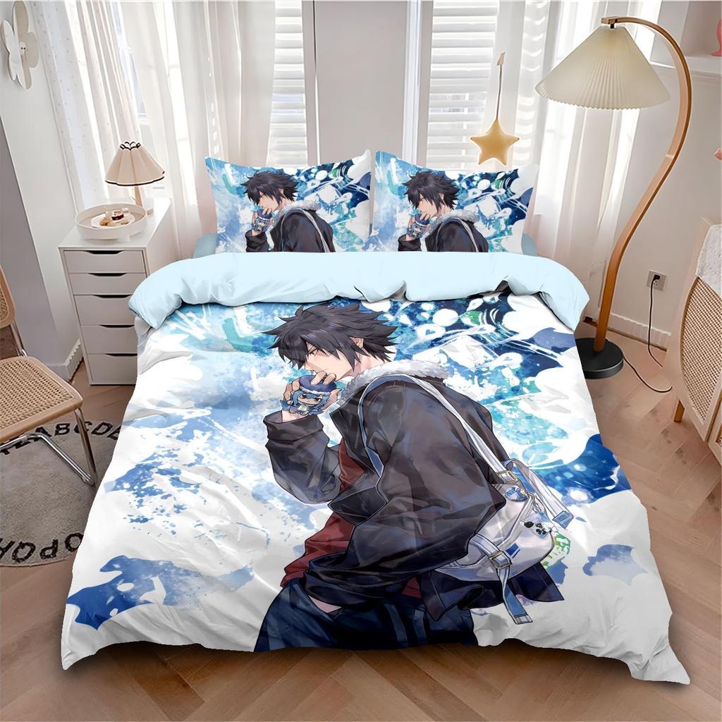 New Anime Fairy Tail Black Bedding Set Duvet Cover Set With Pillowcase For Boys Girls Gift Bedclothes Bed Quilt Cover Set
