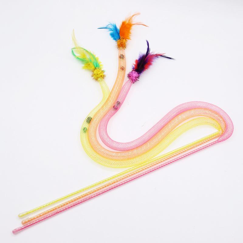 Elastic Net Tube Cat Player, Feather Cat Interactive Toy, Little Snake Cat Player, Sound-making Cat Pet Supplies