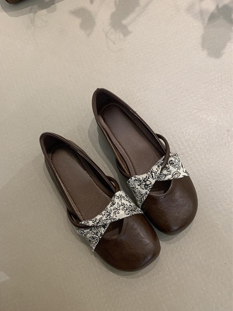 

Французские балетки с мягкой подошвой и круглым носком, женские, весна и осень 2025, новые туфли Мэри Джейн на плоской подошве, вечерние туфли Дуду в национальном стиле 40 темно-коричневого