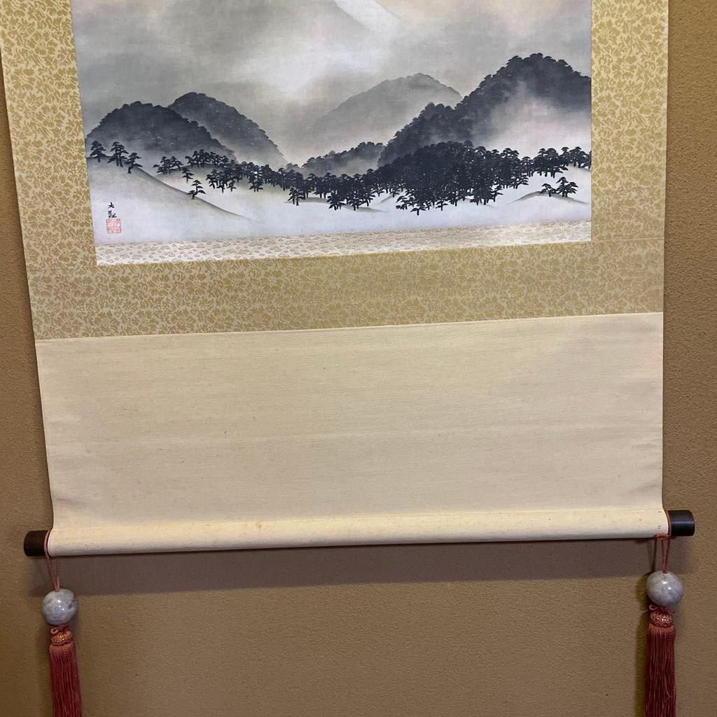 Used Hanging Scroll, Mt. Fuji, Ink Wash Painting, Landscape Painting, Lucky Charm, Japanese Room, Interior