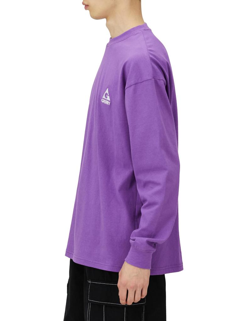 Improbes Casual Gerry Long Sleeve T-Shirt with One-Point Logo Embroidery, Men's, Purple