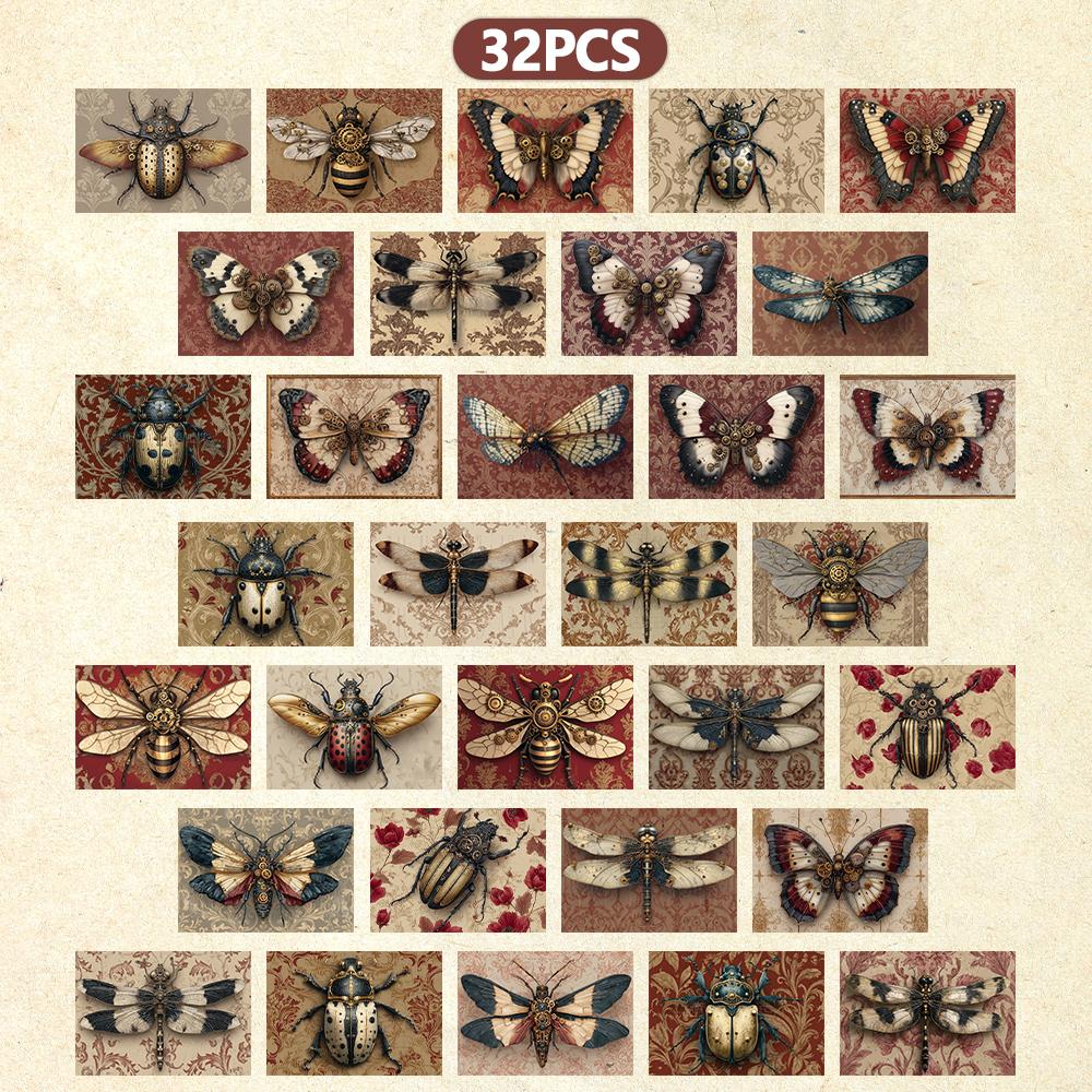 

32pcs, Vintage Insect Postcards, Specimens, Birthday/Anniversary Gifts, Collectibles, Suitable for Gift Giving, Can Be Mailed.