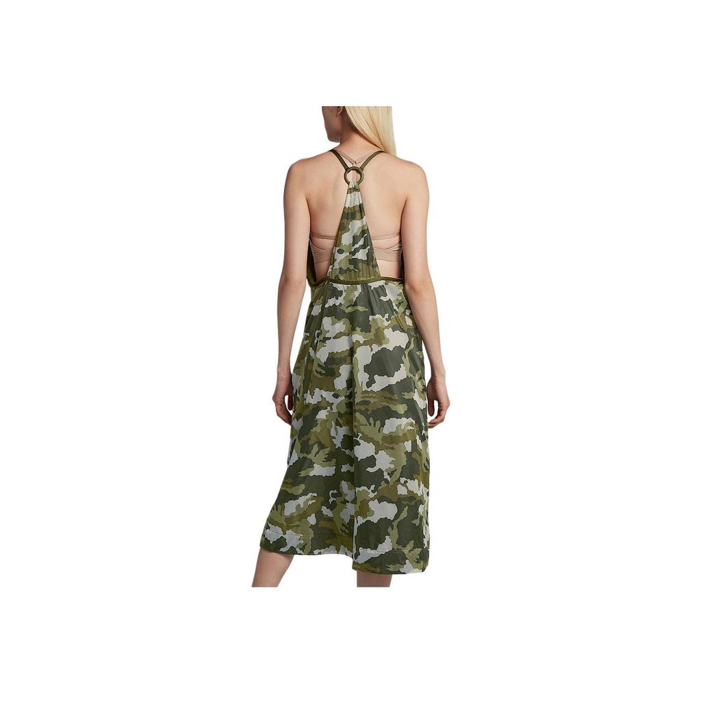 Nike Seria Lifestyle Sportowy Kamuflaż Wygodny Oddychający Sukienka Cami z Dekoltem w Serek Sukienki damskie Zielony 932368-072