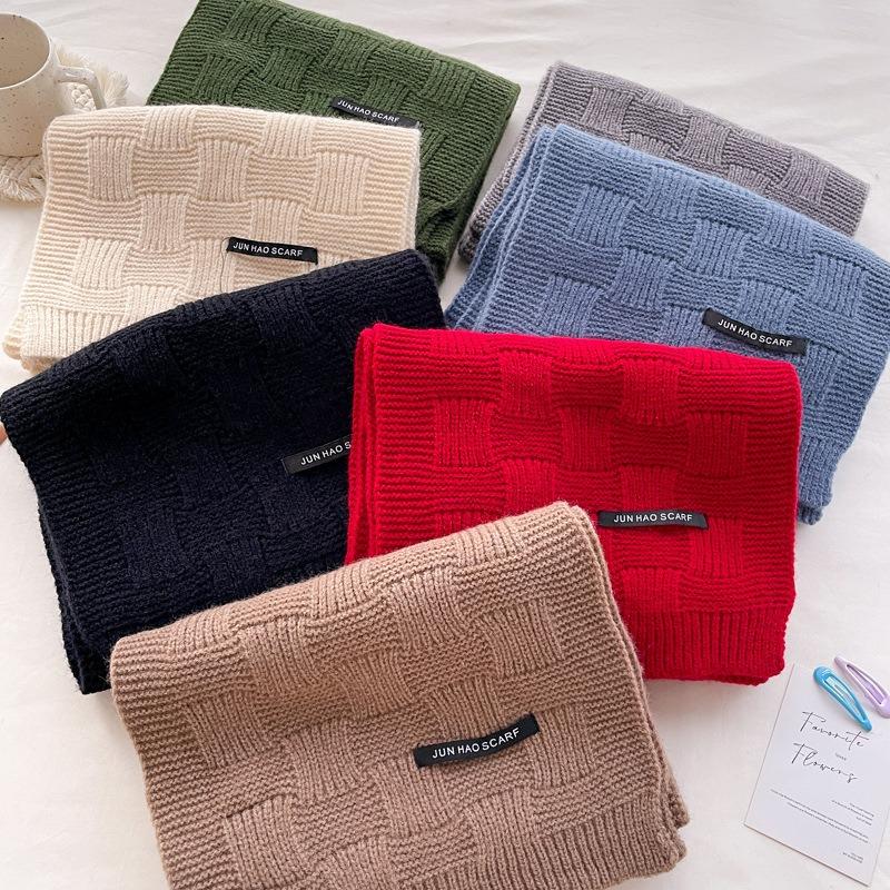New knitted wool scarf women's autumn and winter thickened warm student couple scarf men's versatile trend