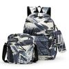 School bag fashionable men's three-piece backpack, primary and secondary school student school bag fashionable large-capacity anti-splashing backpack