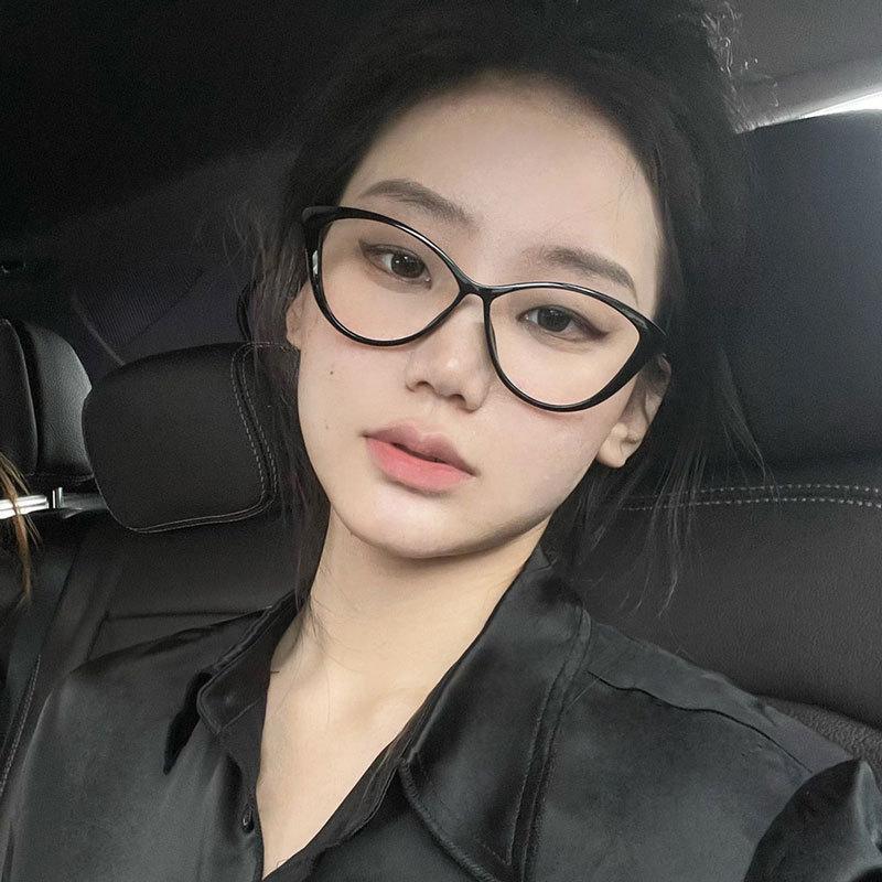 Retro Cat Eye Sunglasses Women'S Polygonal Frame Plain Glasses Men'S Brown Sunglasses Frame Glasses