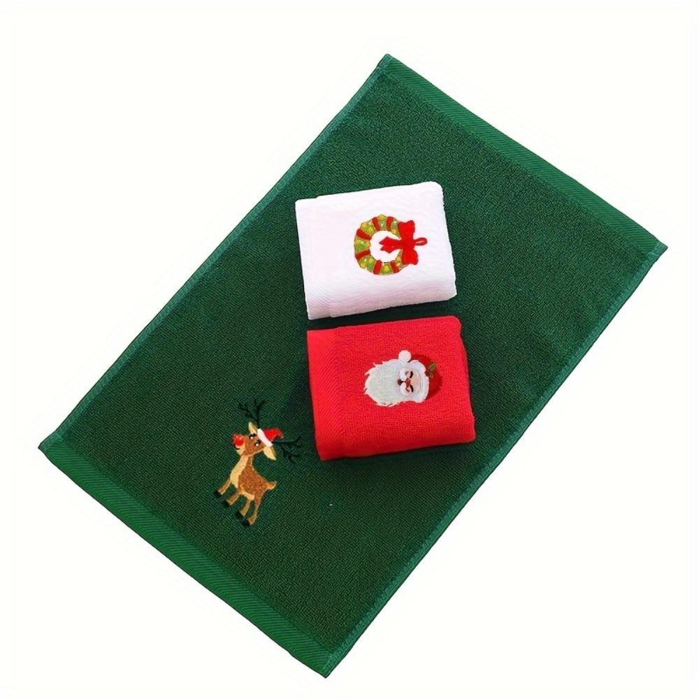 Santa Reindeer Ornament Design Vintage Christmas Towels Uses For Kitchen Bathroom Holiday Decoration