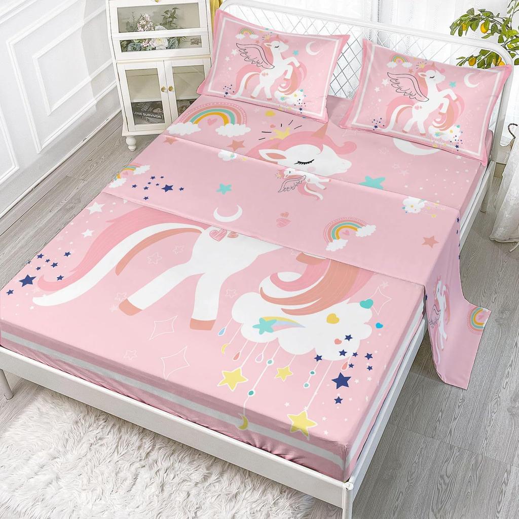 Cartoon Animal Sea Lion Pattern Bed Hat Four-Piece Bedding Set Bedroom Dormitory Bedding Decoration