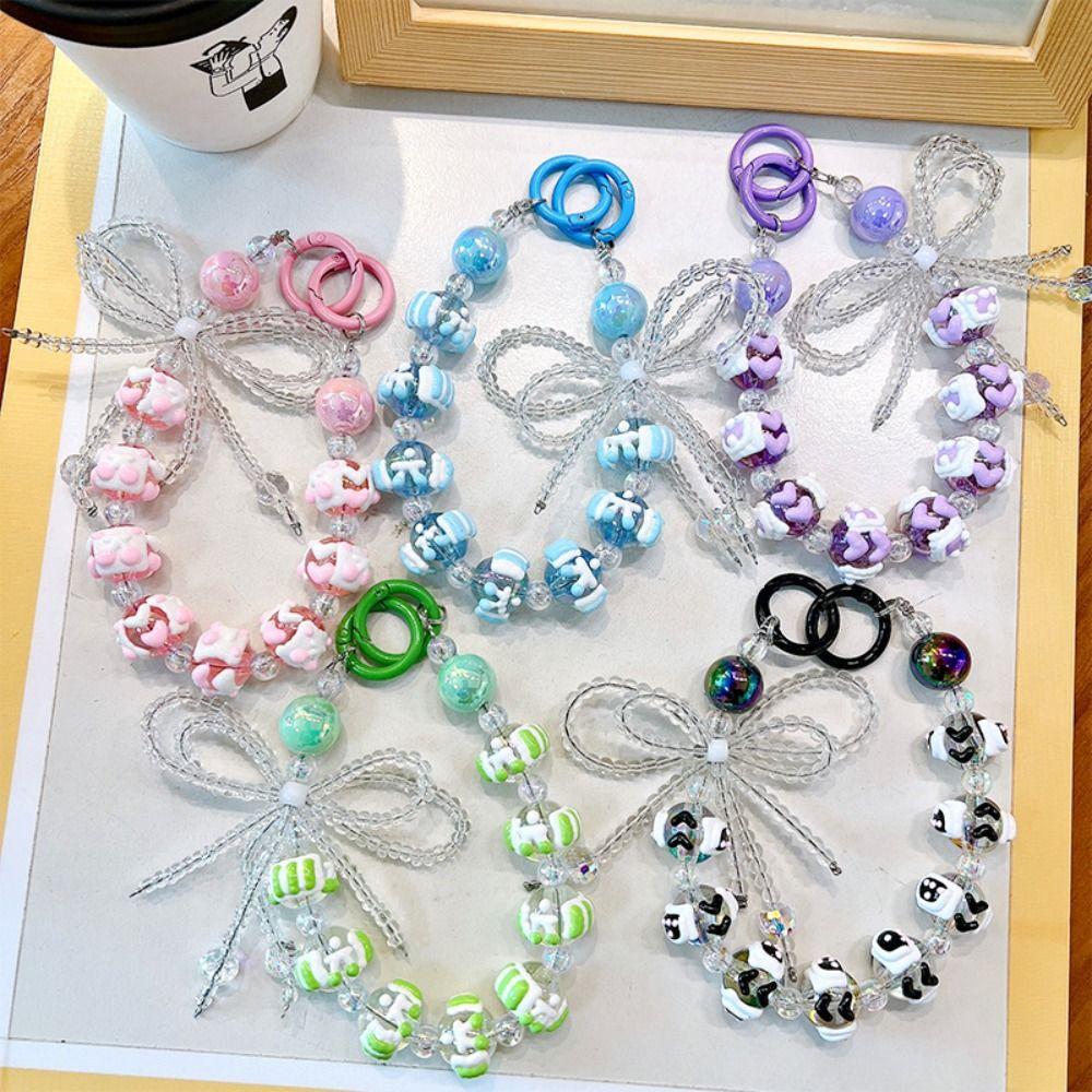 

Resin Bag Pendant Bow Phone Case Lanyard Cute Car Keychain Phone Accessories фіолетовий