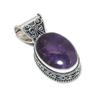 Natural Amethsyt Gemstone Silver Pendant in 925 Sterling Silver - Handmade Oval Design, Everyday Wear Jewelry Burthday Gift