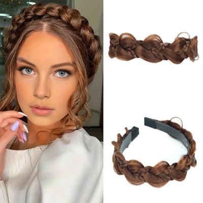 Perruque synthétique lisse en arête de poisson tressée torsadée, serre-tête antidérapant pour femmes et filles, accessoires