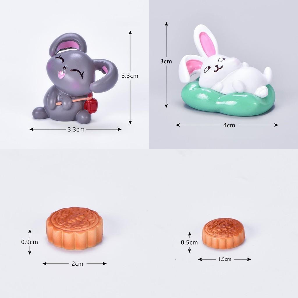 Charming Resin Rabbit Eat Mooncake Micro Landscape Decor Ideal For Festive Home Decor