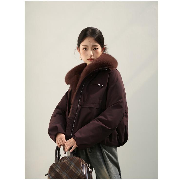 Fashion Short Winter Faux Fur Coat for Women Korean Style Classic Young Elegant Cotton Padded Jacket Versatile Warm Outerwear