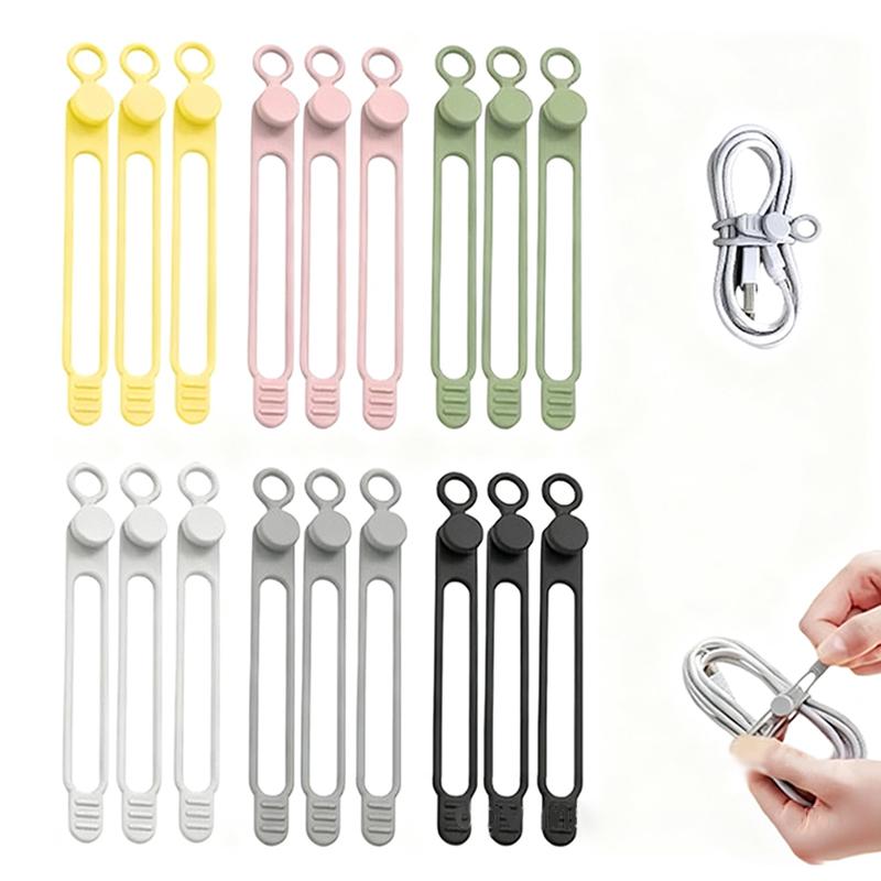 Adjustable Silicone Multi Purpose Cable Organizer Fastening Strap for Electronics TV Charging Cord Storage